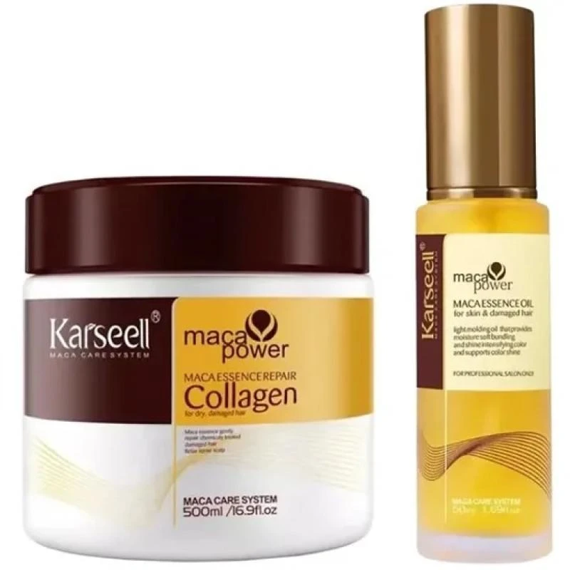 Kit Máscara Capilar Karseell Maca Essence Repair Collagen 500ML + Oleo Capilar 50ML